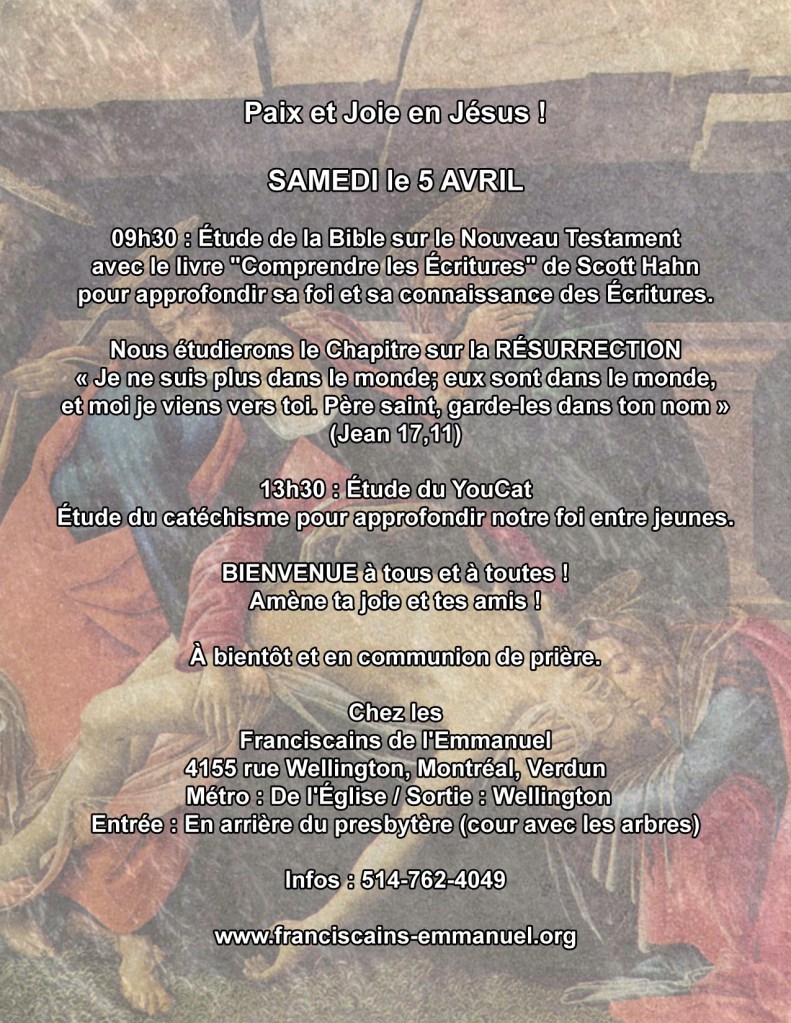 Bible et youcat 5 avril