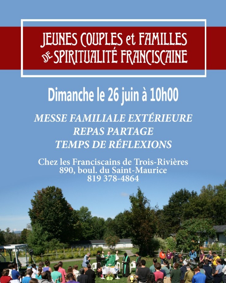 Affiche Jeunes Familles Mauricie 26 juin 2016 messe extérieure