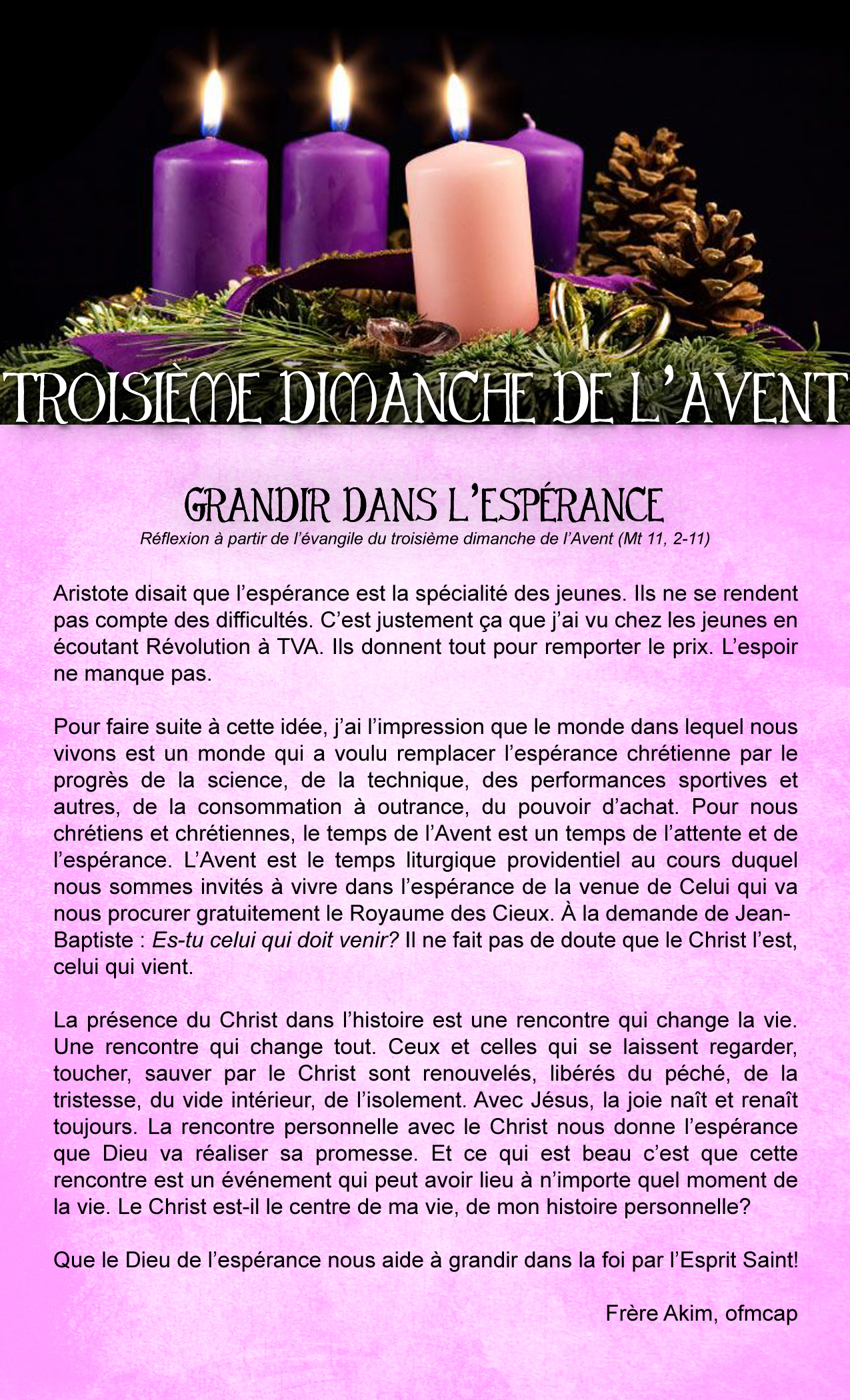 3e dimanche Avent 2019