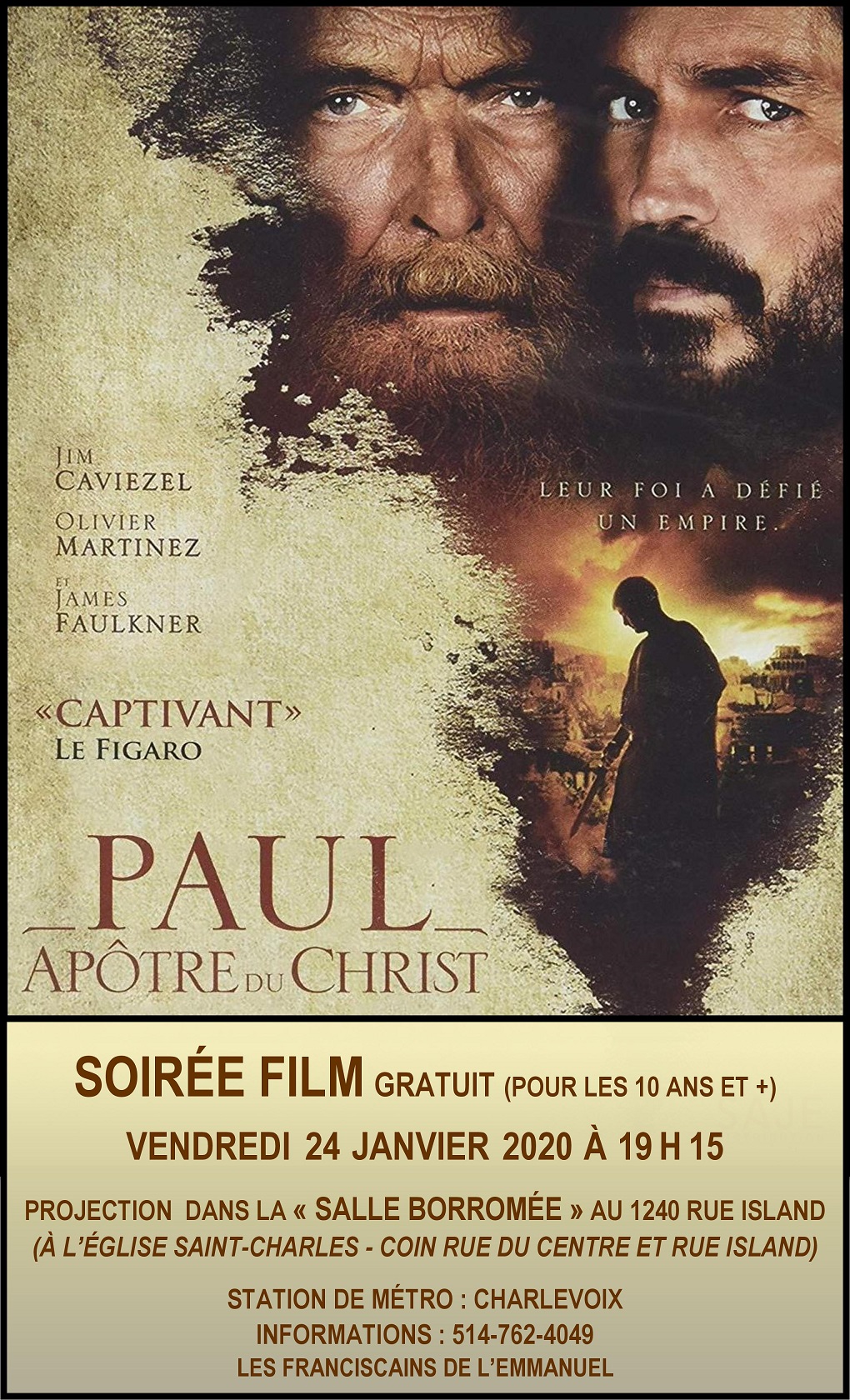 Projection du film « Paul Apôtre du Christ »